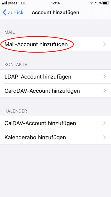 iPhone E-Mail einrichten - Schritt 4